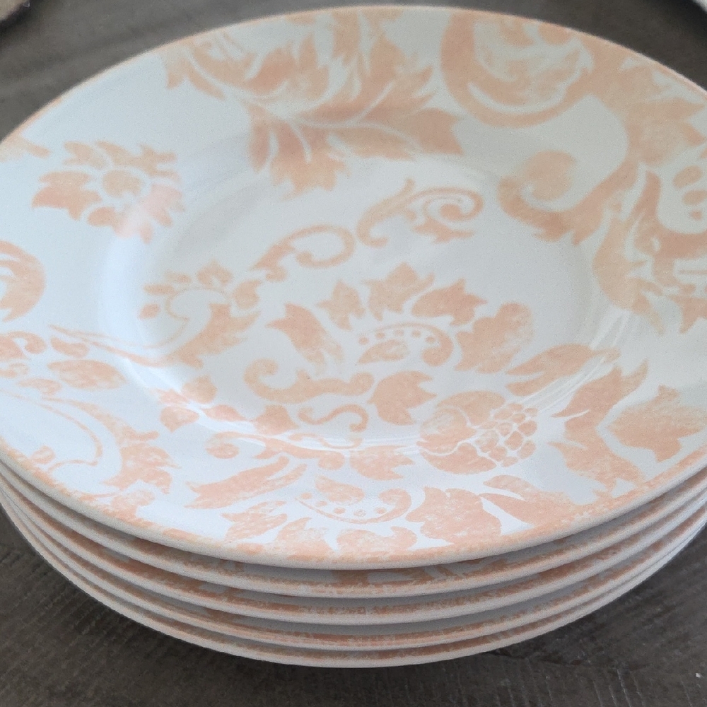 Pier 1 Coral and White Floral Dinner Plates